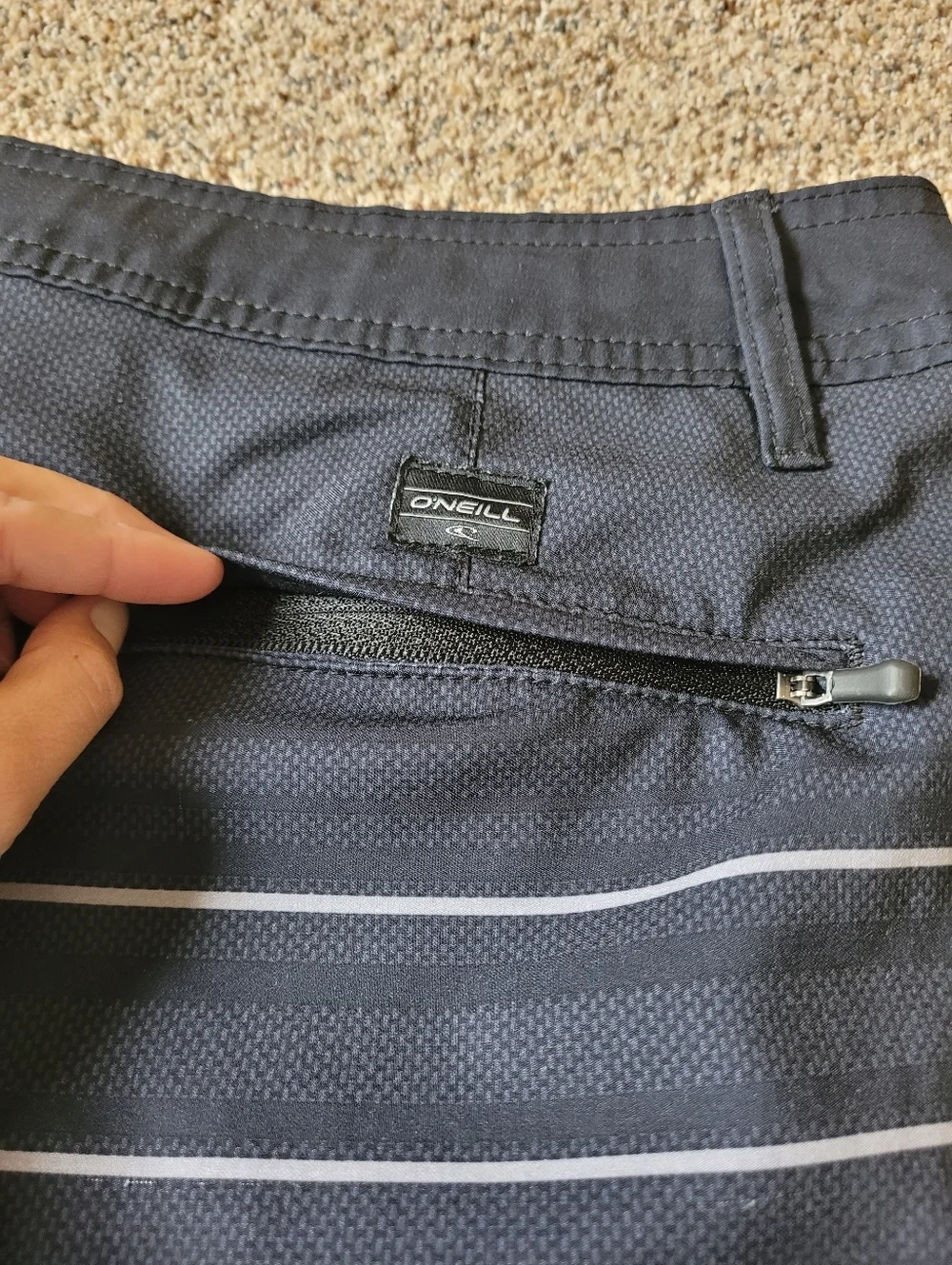 O'neill Hybrid Navy Striped Men's Board Shorts Size 36